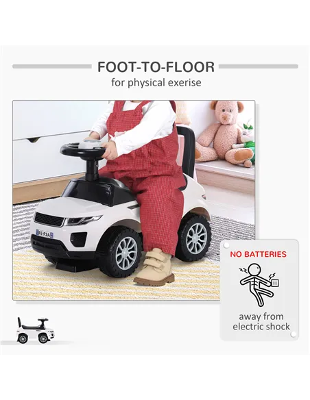 HOMCOM 3-in-1 Ride On Car Foot To Floor Slider Toddler w/ Horn Steering Wheel NO POWER Manual Under Seat Storage Safe Design for
