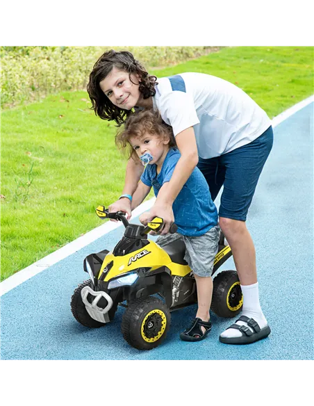HOMCOM No Power Toddler Kids Ride on Car Walker Foot To Floor Slider w/ Music Lights for 18 - 36 Months Yellow