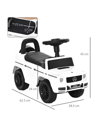 HOMCOM 3 in 1 Kids Ride On Car G350 Licensed Foot To Floor Slider Toddler Push Along NO POWER White 12-36 months