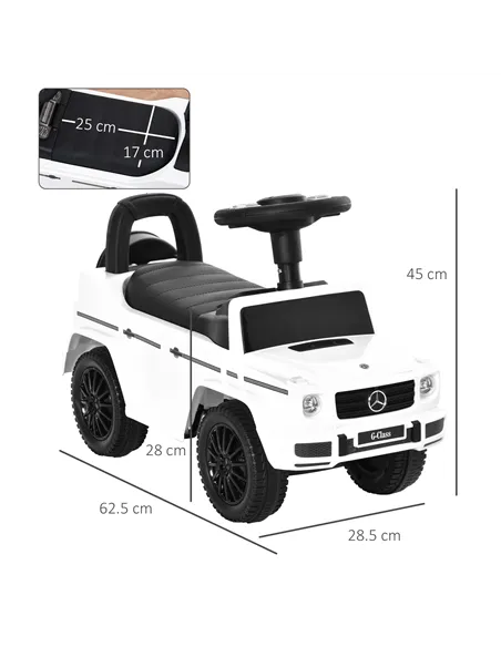 HOMCOM 3 in 1 Kids Ride On Car G350 Licensed Foot To Floor Slider Toddler Push Along NO POWER White 12-36 months