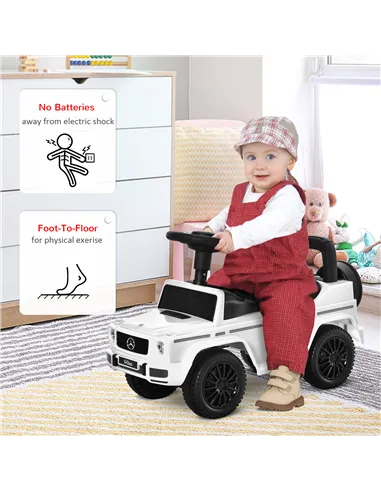 HOMCOM 3 in 1 Kids Ride On Car G350 Licensed Foot To Floor Slider Toddler Push Along NO POWER White 12-36 months