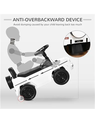 HOMCOM 3 in 1 Kids Ride On Car G350 Licensed Foot To Floor Slider Toddler Push Along NO POWER White 12-36 months