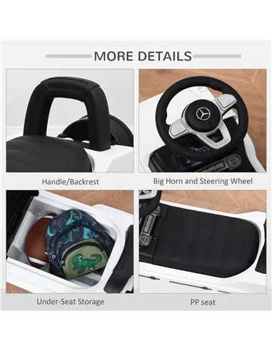 HOMCOM 3 in 1 Kids Ride On Car G350 Licensed Foot To Floor Slider Toddler Push Along NO POWER White 12-36 months