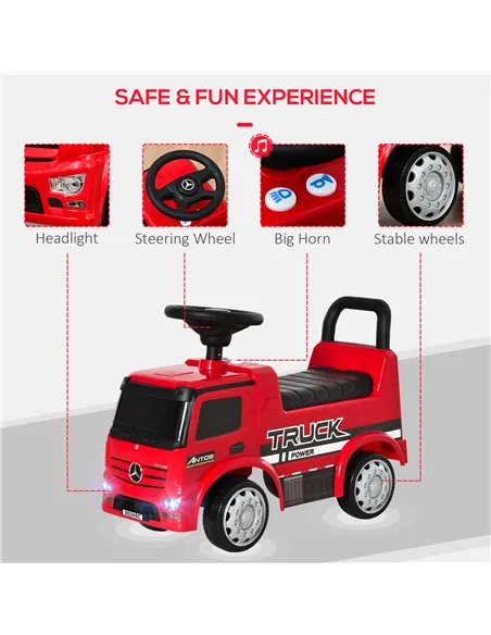 HOMCOM Compatible Kids Ride On Car Truck Mercedes Benz Licensed Toddler Foot To Floor Slider w/Under Seat Storage for 12 - 36 Mo