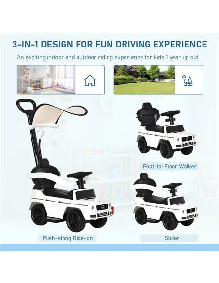 HOMCOM 3 in 1 Kids Children Ride on Push Car Toddler Sliding Car G350 Licensed Walker Foot to Floor Slider Push-Along with Horn 