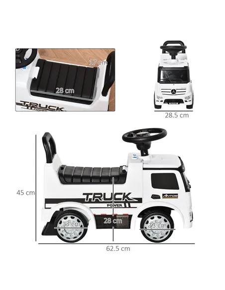 HOMCOM Compatible Kids Ride On Car Truck Mercedes Benz Licensed Toddler Foot To Floor Slider w/Under Seat Storage for 12 - 36 Mo