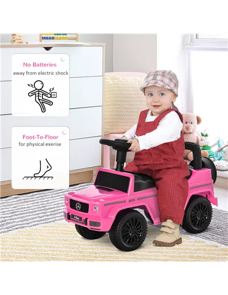 HOMCOM 3 in 1 Kids Ride On Car G350 Licensed Foot To Floor Slider Toddler Push Along NO POWER Pink 12-36 months