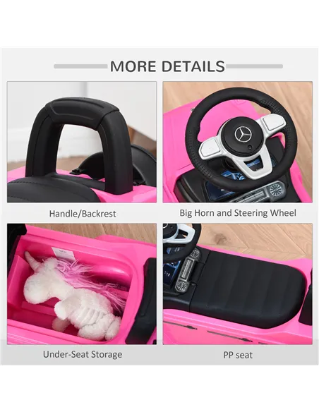 HOMCOM 3 in 1 Kids Ride On Car G350 Licensed Foot To Floor Slider Toddler Push Along NO POWER Pink 12-36 months