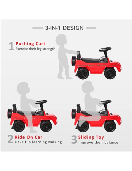 HOMCOM 3 in 1 Kids Ride On Car G350 Licensed Foot To Floor Slider Toddler Push Along NO POWER Red 12-36 months