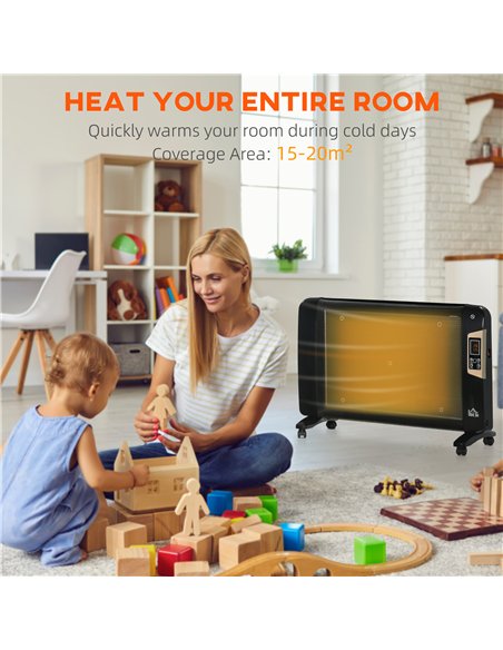 HOMCOM Mica Electric Space Heater, Portable Heater for Home with 2 Heat Settings, Living Room, Study, Garage, Adjustable Tempera