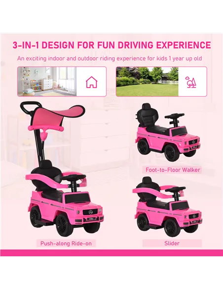 HOMCOM 3 in 1 Kids Children Ride on Push Car Toddler Sliding Car G350 Licensed Walker Foot to Floor Slider Push-Along with Horn 