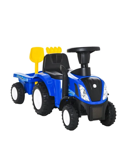 HOMCOM Ride On Tractor Toddler Walker Foot To Floor Slider w/ Horn Storage Steering Wheel for 1-3 Years Old Blue