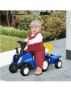 HOMCOM Ride On Tractor Toddler Walker Foot To Floor Slider w/ Horn Storage Steering Wheel for 1-3 Years Old Blue 2