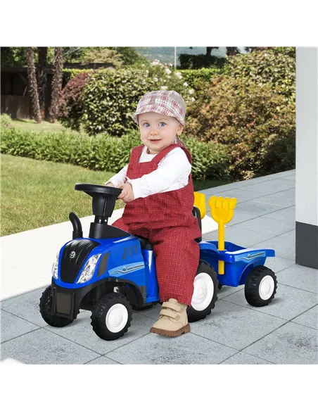 HOMCOM Ride On Tractor Toddler Walker Foot To Floor Slider w/ Horn Storage Steering Wheel for 1-3 Years Old Blue