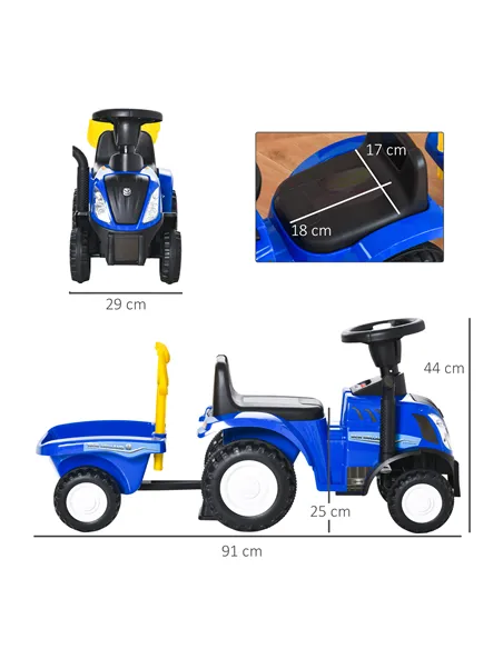 HOMCOM Ride On Tractor Toddler Walker Foot To Floor Slider w/ Horn Storage Steering Wheel for 1-3 Years Old Blue