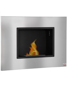 HOMCOM Wall Mounted Ethanol Fireplace, Stainless Steel Bioethanol Heater Stove Fire with 1.2L Tank, 3 Hour Burning Time, Silver