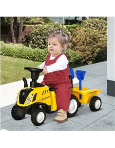 HOMCOM Ride On Tractor Toddler Walker Foot To Floor Slider w/ Horn Storage Steering Wheel for 1-3 Years Old Yellow 2