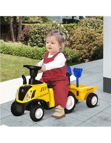 HOMCOM Ride On Tractor Toddler Walker Foot To Floor Slider w/ Horn Storage Steering Wheel for 1-3 Years Old Yellow