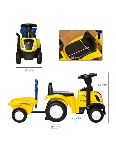 HOMCOM Ride On Tractor Toddler Walker Foot To Floor Slider w/ Horn Storage Steering Wheel for 1-3 Years Old Yellow