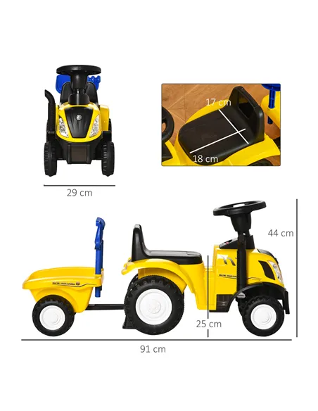 HOMCOM Ride On Tractor Toddler Walker Foot To Floor Slider w/ Horn Storage Steering Wheel for 1-3 Years Old Yellow