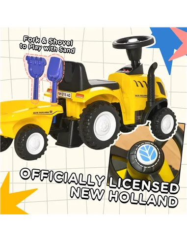 HOMCOM Ride On Tractor Toddler Walker Foot To Floor Slider w/ Horn Storage Steering Wheel for 1-3 Years Old Yellow