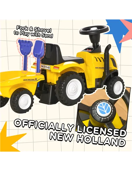 HOMCOM Ride On Tractor Toddler Walker Foot To Floor Slider w/ Horn Storage Steering Wheel for 1-3 Years Old Yellow