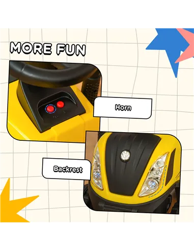 HOMCOM Ride On Tractor Toddler Walker Foot To Floor Slider w/ Horn Storage Steering Wheel for 1-3 Years Old Yellow