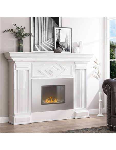 HOMCOM Wall Mounted Ethanol Fireplace, Stainless Steel Bioethanol Heater Stove Fire with 1.2L Tank, 3 Hour Burning Time, Silver