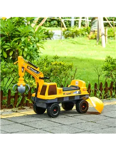 HOMCOM 2 in 1 Ride on Excavator Digger No Power Detachable Digging Bucket and Grab Bucket Music Light for 2-3 Years Old 2