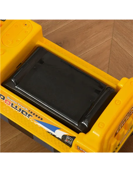 HOMCOM 2 in 1 Ride on Excavator Digger No Power Detachable Digging Bucket and Grab Bucket Music Light for 2-3 Years Old