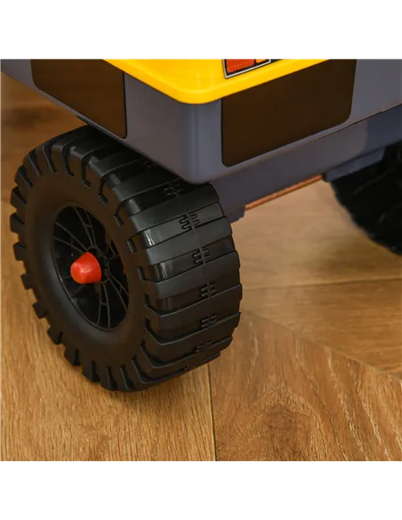 HOMCOM 2 in 1 Ride on Excavator Digger No Power Detachable Digging Bucket and Grab Bucket Music Light for 2-3 Years Old