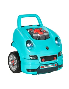 HOMCOM Kids Truck Engine Toy Set, with Horn, Light, Car Key, for Ages 3-5 Years - Teal