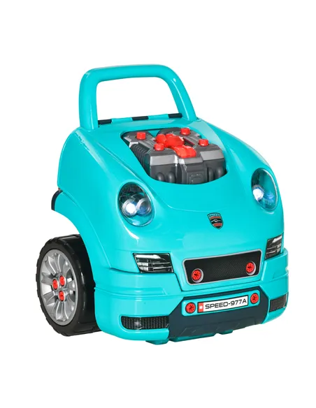 HOMCOM Kids Truck Engine Toy Set, with Horn, Light, Car Key, for Ages 3-5 Years - Teal