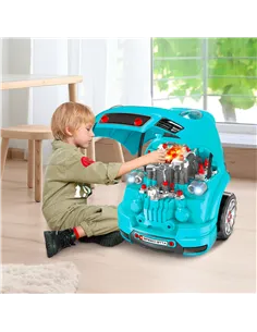 HOMCOM Kids Truck Engine Toy Set, with Horn, Light, Car Key, for Ages 3-5 Years - Teal 2