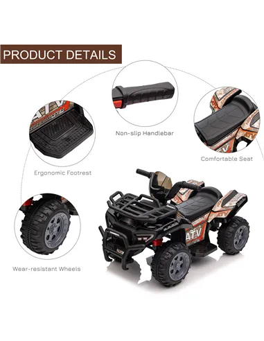 HOMCOM Kids Ride-on Four Wheeler ATV Car with Real Working Headlights for 18-36M