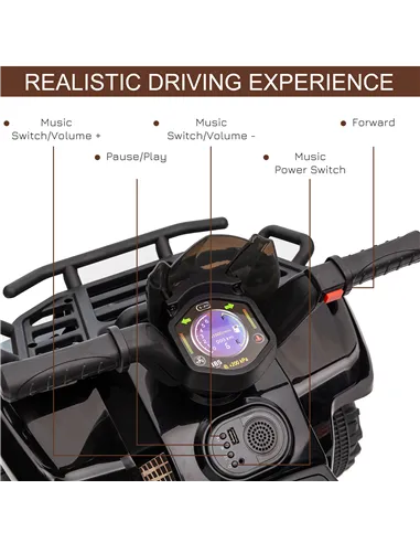 HOMCOM Kids Ride-on Four Wheeler ATV Car with Real Working Headlights for 18-36M