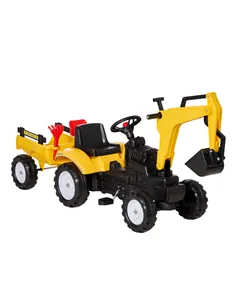 HOMCOM Kids Ride-On Construction Car, with Horn and Detachable Trailer - Yellow