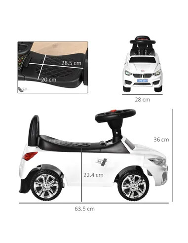 HOMCOM Ride on Car Baby Toddler Walker Foot to Floor Sliding Car Slider White