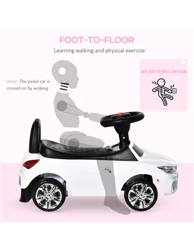 HOMCOM Ride on Car Baby Toddler Walker Foot to Floor Sliding Car Slider White
