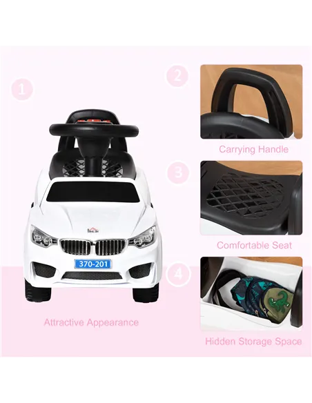 HOMCOM Ride on Car Baby Toddler Walker Foot to Floor Sliding Car Slider White
