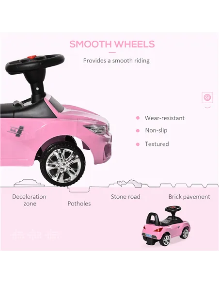 HOMCOM Ride on Car Baby Toddler Walker Foot to Floor Sliding Car Slider Pink