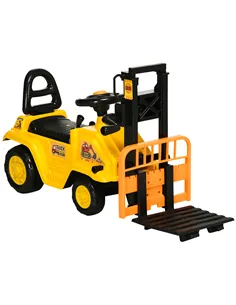 HOMCOM Kids Ride-On Construction Car, with Fork, Tray, Sounds - Yellow