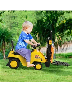 HOMCOM Kids Ride-On Construction Car, with Fork, Tray, Sounds - Yellow 2