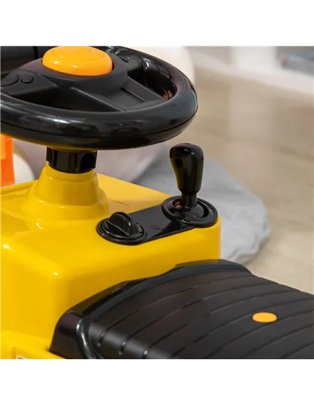 HOMCOM Kids Ride-On Construction Car, with Fork, Tray, Sounds - Yellow