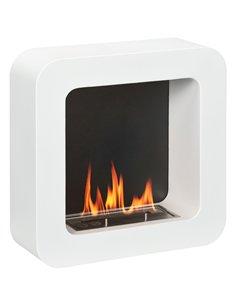 HOMCOM Wall Mounted Ethanol Fireplace, Bioethanol Heater Stove Fire with 1L Tank, 2.5 Hour Burning Time, White