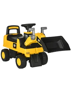 HOMCOM CAT Licensed Kids Construction Ride-On Toddler Digger Excavator Foot-To-Floor Ride-On Toy w/ Manual Shovel, Horn, Hidden 