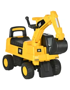 HOMCOM CAT Licensed Kids Ride on Digger Toddler Pretend Construction Play Toy Foot-To-Floor Ride-On Toy w/ Manual Shovel, Horn, 