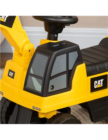 HOMCOM CAT Licensed Kids Ride on Digger Toddler Pretend Construction Play Toy Foot-To-Floor Ride-On Toy w/ Manual Shovel, Horn, 