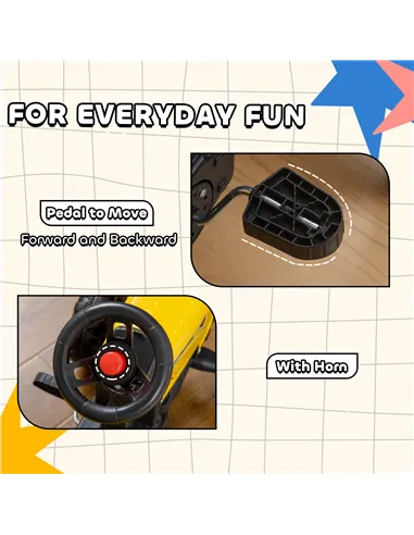 HOMCOM Kids Ride on Tractor with Back Trailer, Shovel & Rake, Horn, Four Wheels Tractor Toy for Child Toddler