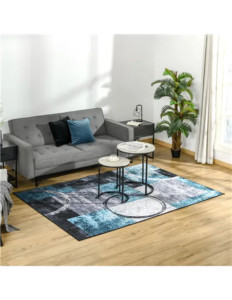HOMCOM Blue Geometric Rug, Modern Area Rugs Large Carpet for Living Room, Bedroom, Dining Room, 160x230 cm
